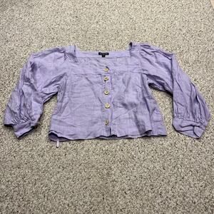 J Crew Lavender Button-Front Square Neck Blouse